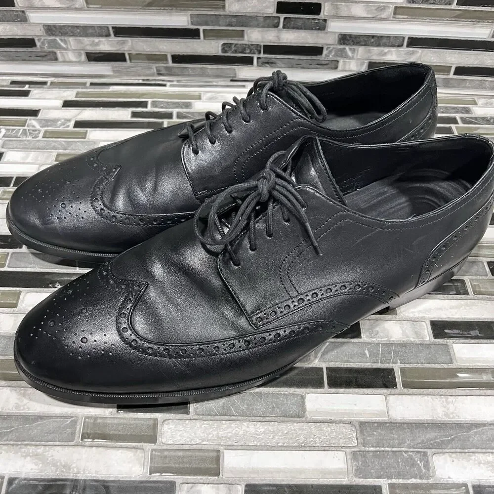 Cole Haan Grand OS C23793 Jefferson Leather Black‎ Wingtip Shoes Mens Size 13 M